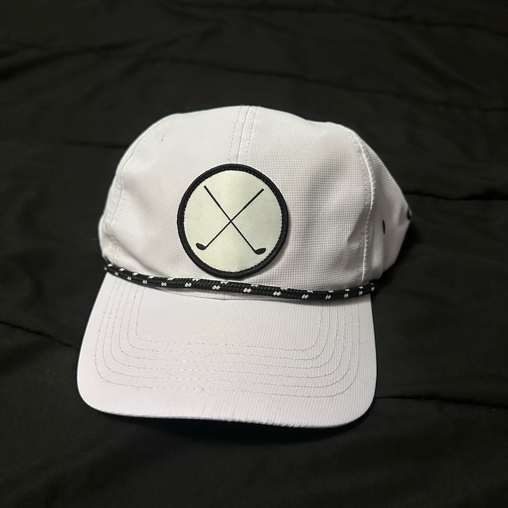 White Golf Cap with Black Trim